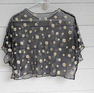 Sheer Daisy Black Cover up layer